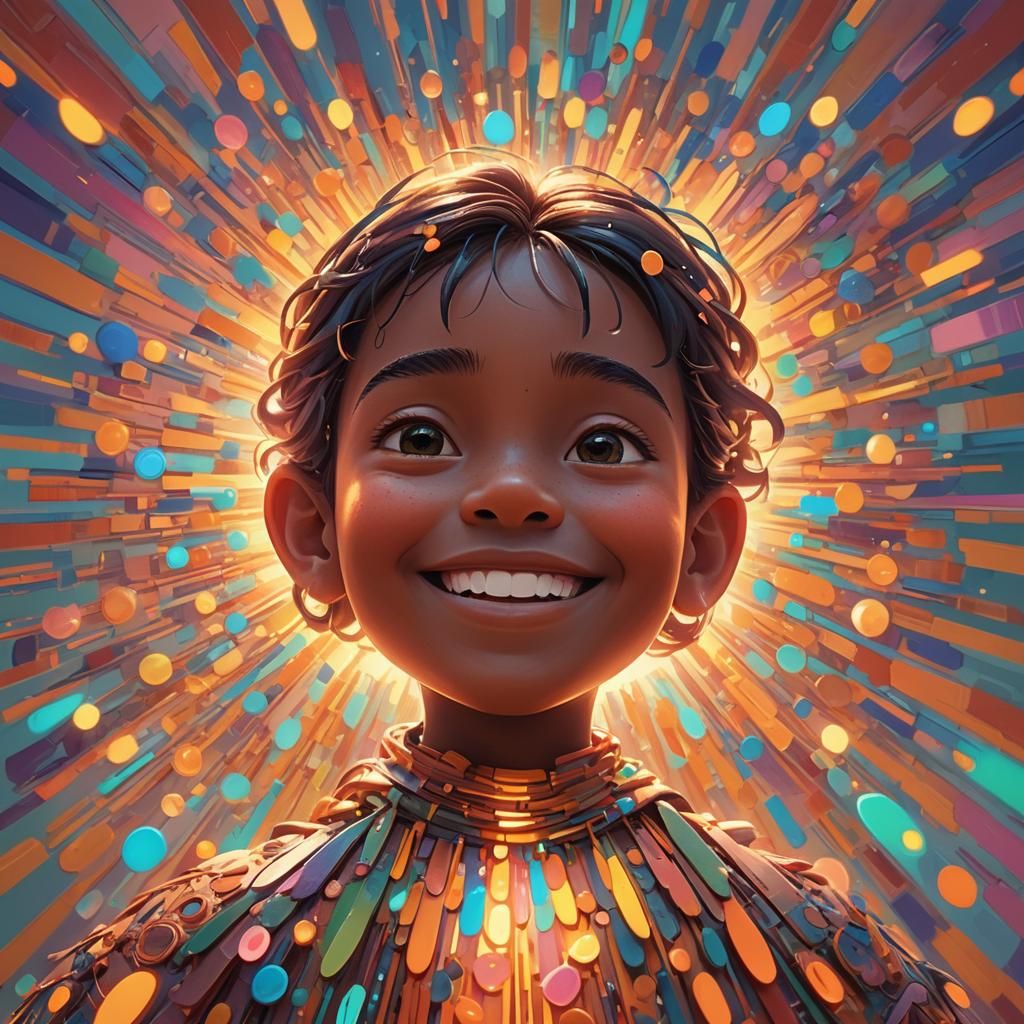 Serene Face with Enlightened Smile in 3D Digital Art