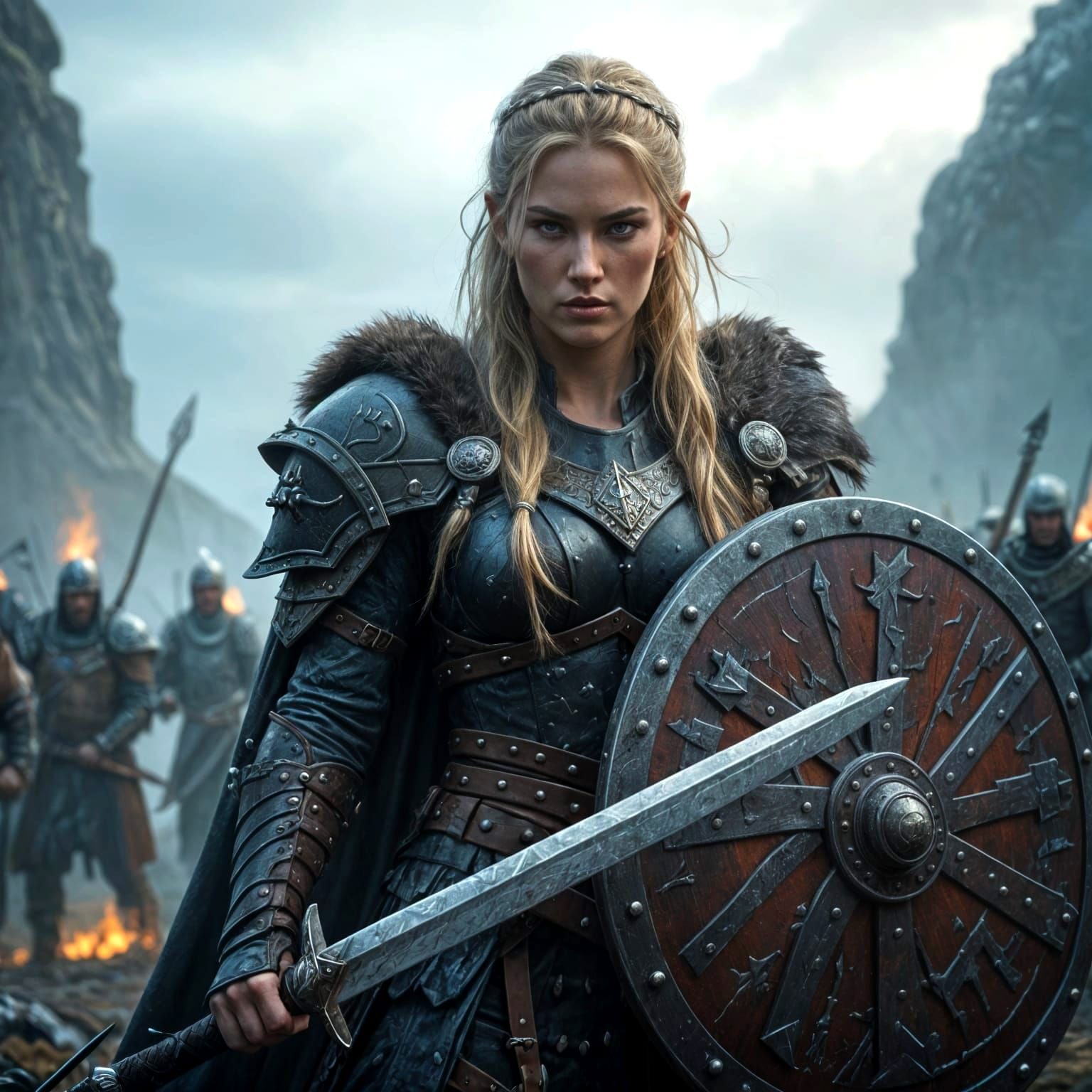 Viking Shieldmaiden in Epic Dark Fantasy Style