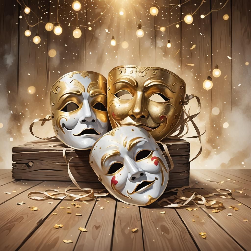 Comedic Drama: Empty Mask on Stage