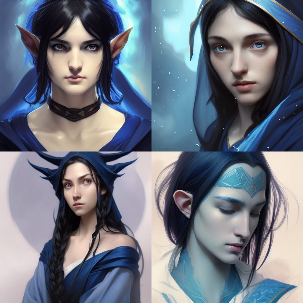 Half-Elf Wizard Portrait in Digital Art Style