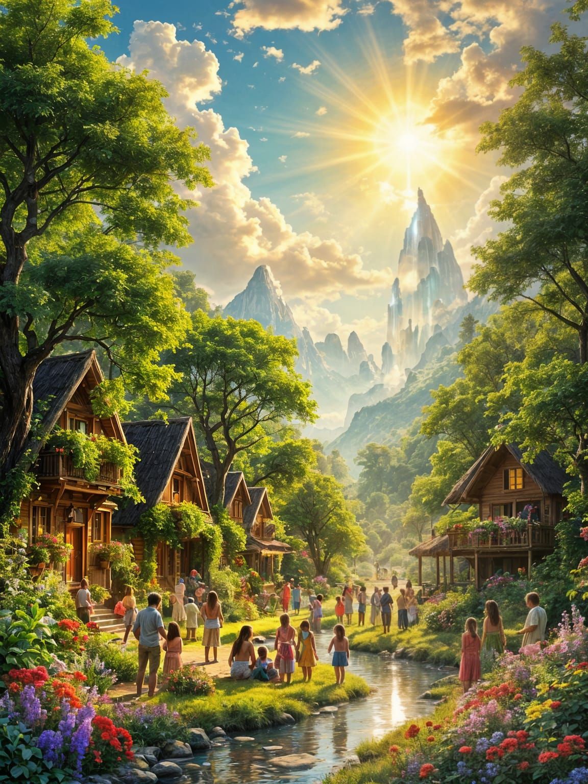 Vibrant Spiritual Community in Lush Nature