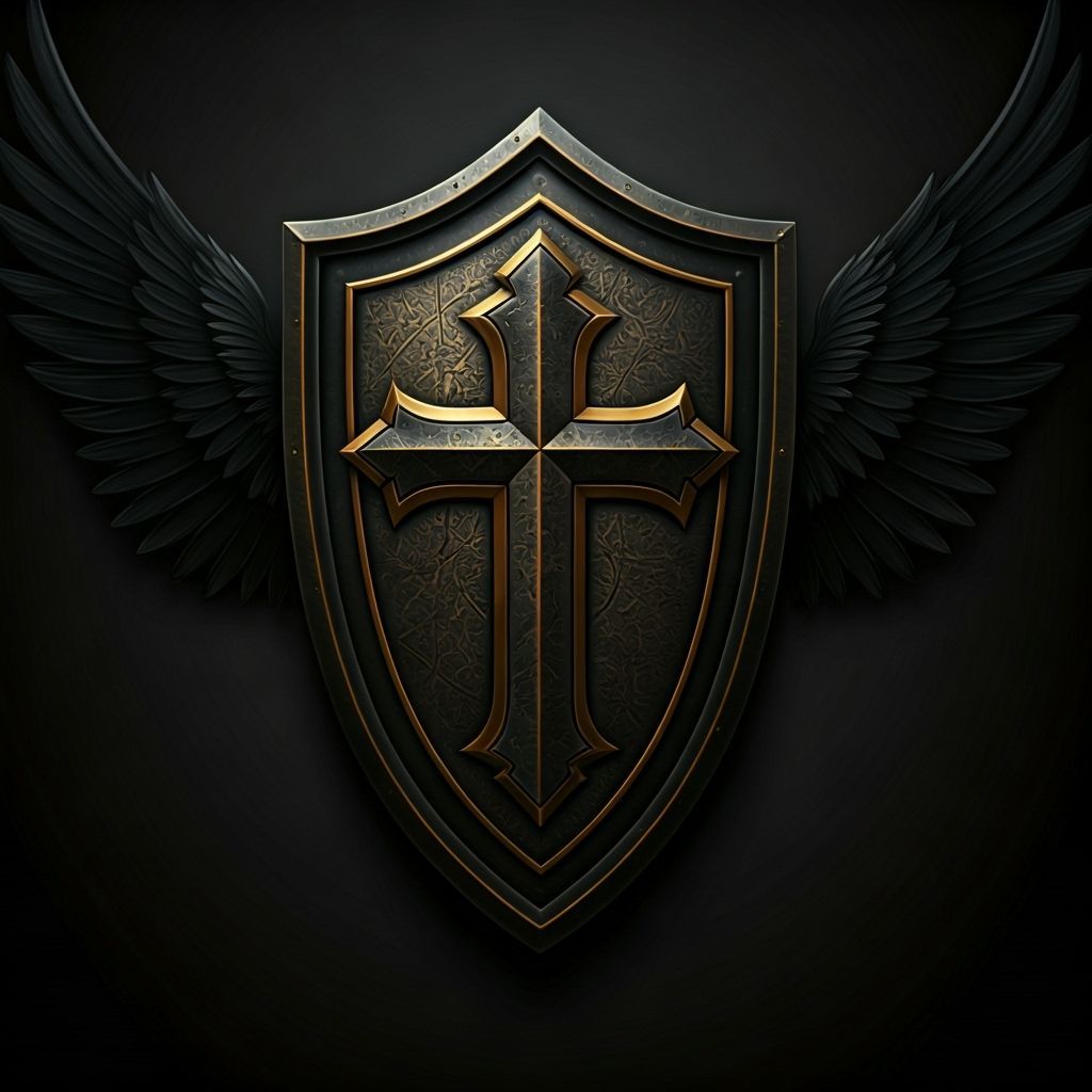 Mystical Shield with Wings and Star in Dramatic Style