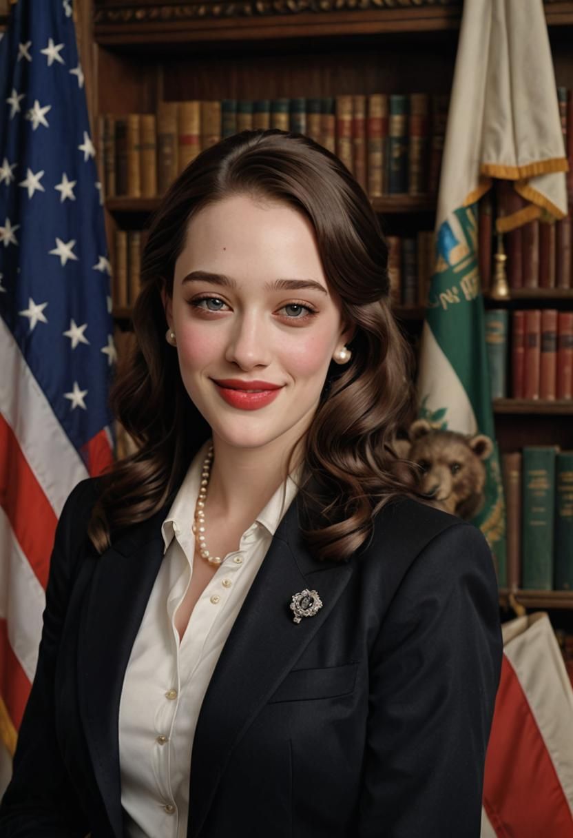 Kat Dennings in Library: Photorealistic Digital Rendering
