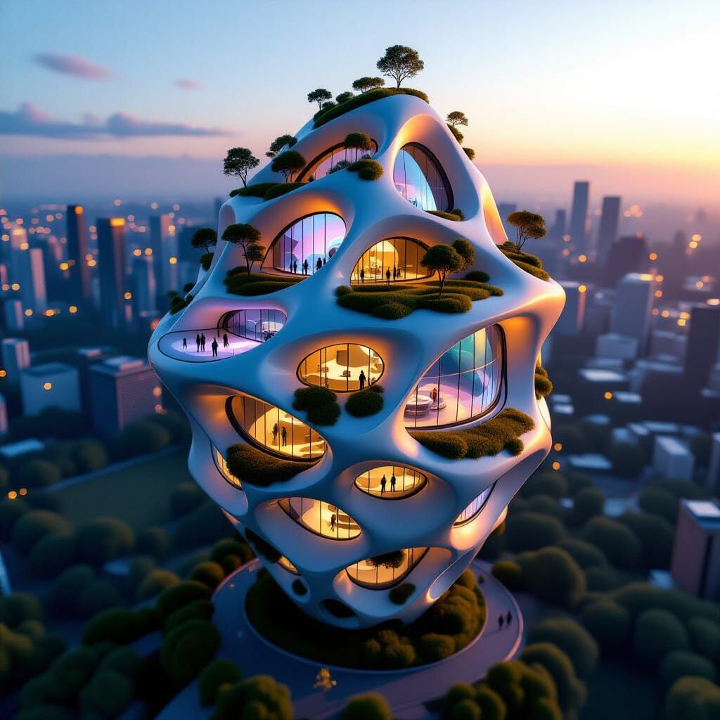 Anti-Gravity Möbius Building with Micro-Ecosystem Strata