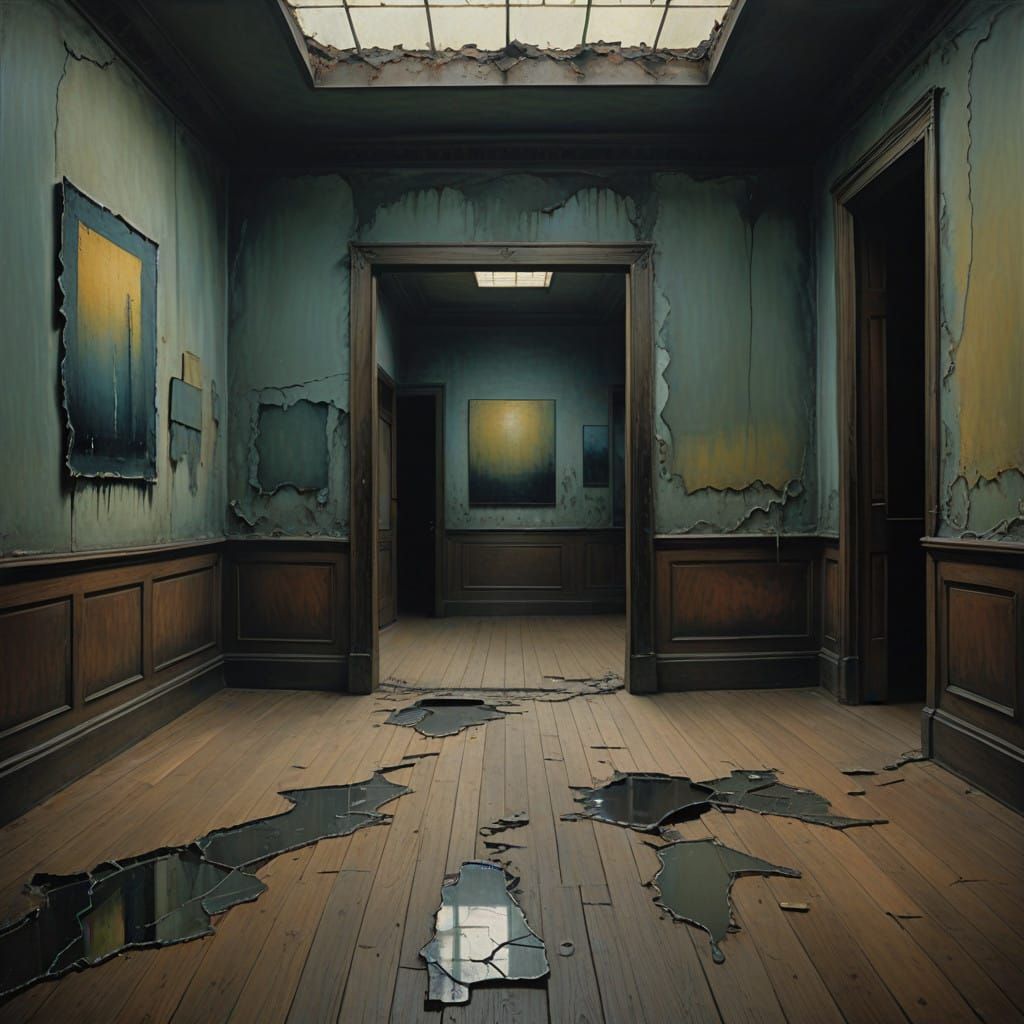 Ethereal Shattered Reflections in a Haunting, Mystical Realm