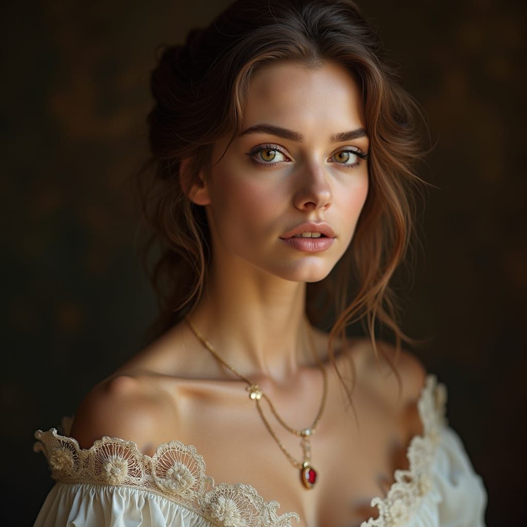 Ethereal Baroque Portrait of a Majestic Woman