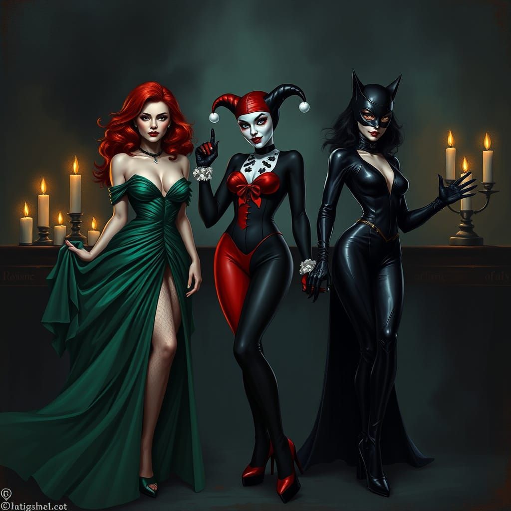 Dark Fantasy DC Sirens in Gothic Horror Style