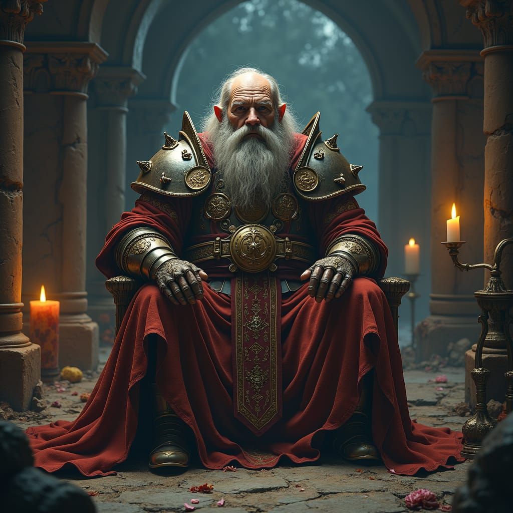 Dwarf Cleric Contemplation in High-Fantasy Style