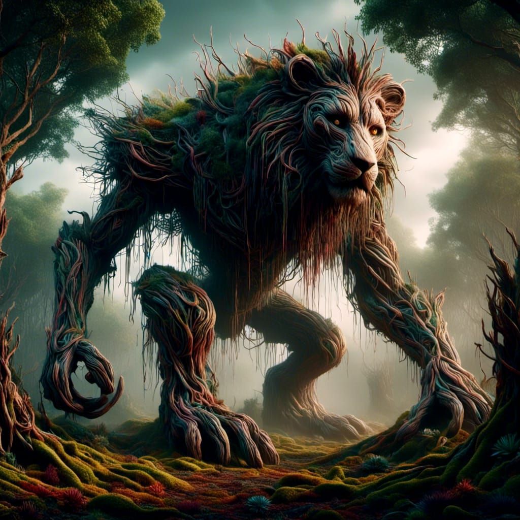 Lion with House: Whimsical Surreal Animal Architecture