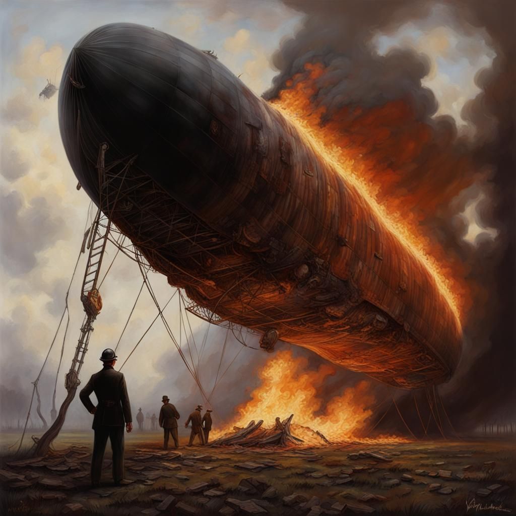 the fire of the hindenbug airship in 1937