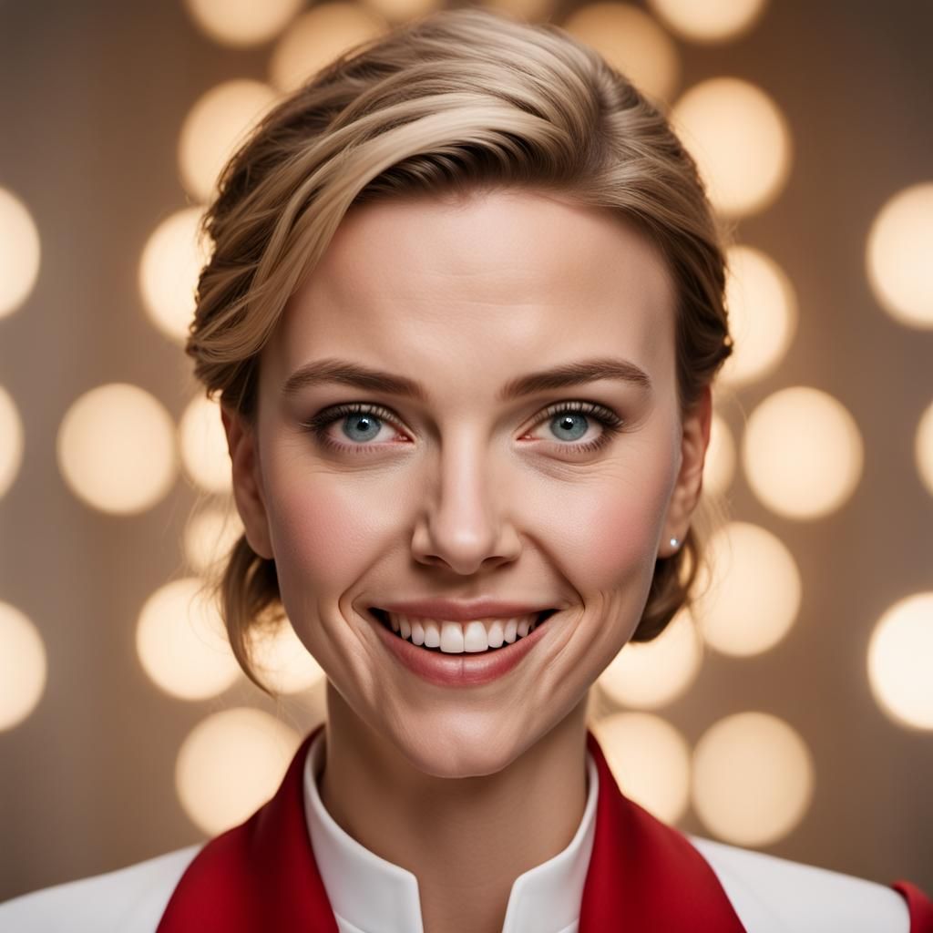 Scarlett Johansson as emirates flight attendent (smile face:...