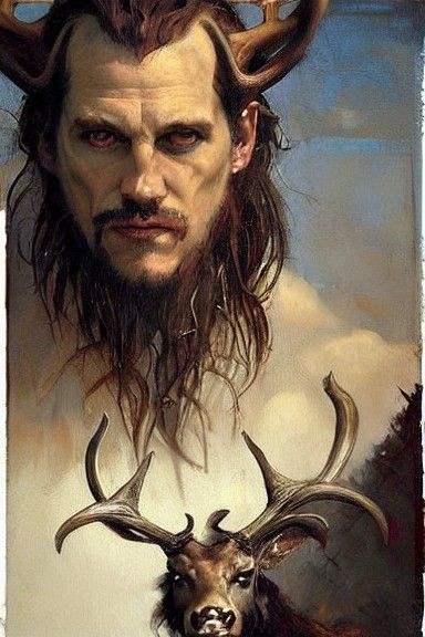 Sinister Human Stag Hybrid in Baroque Style