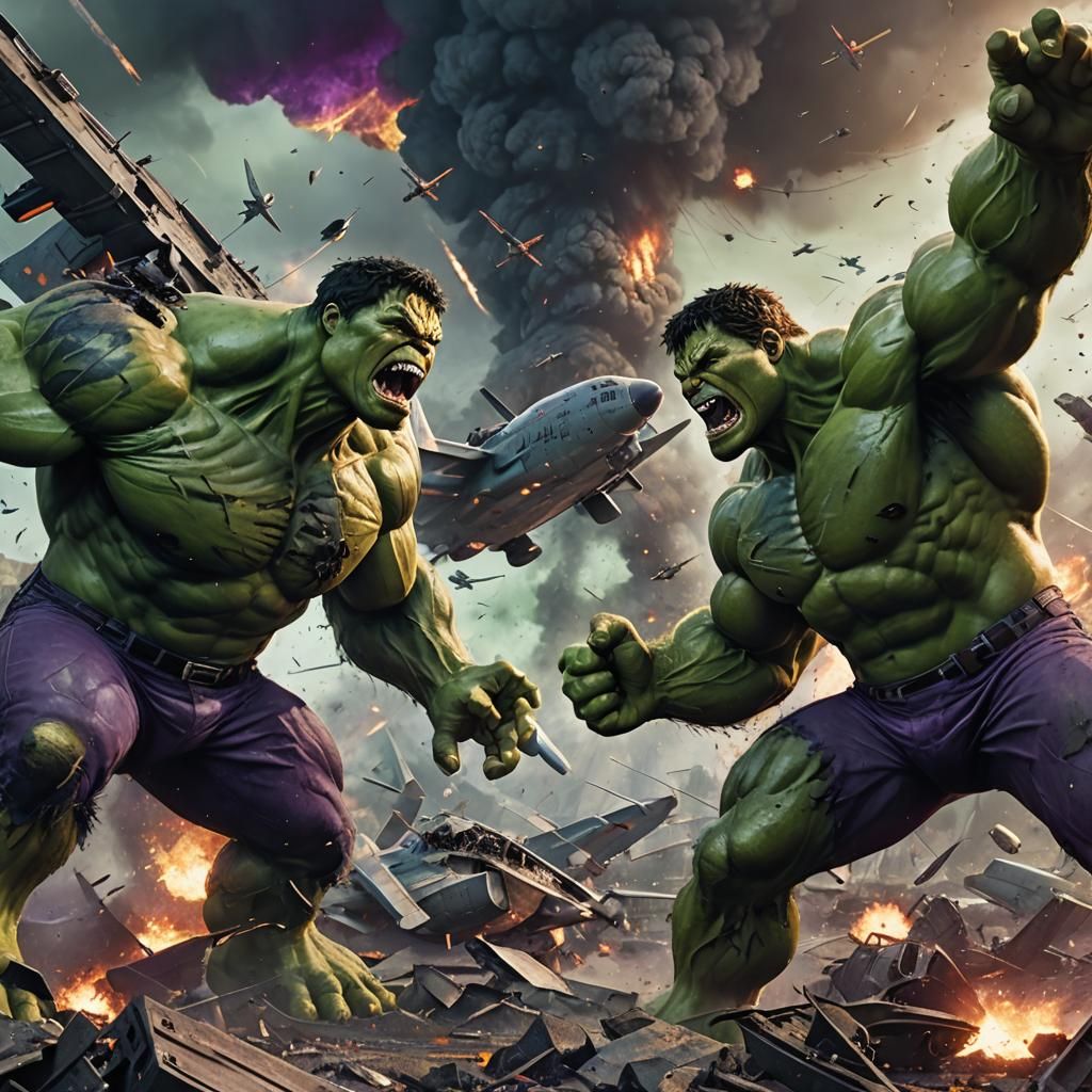 Hulk vs Hulk War Scene as Matte Painting