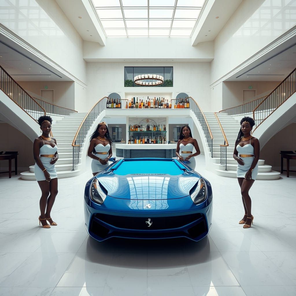 Luxurious Grand Entrance Hall in Metallic and Marble