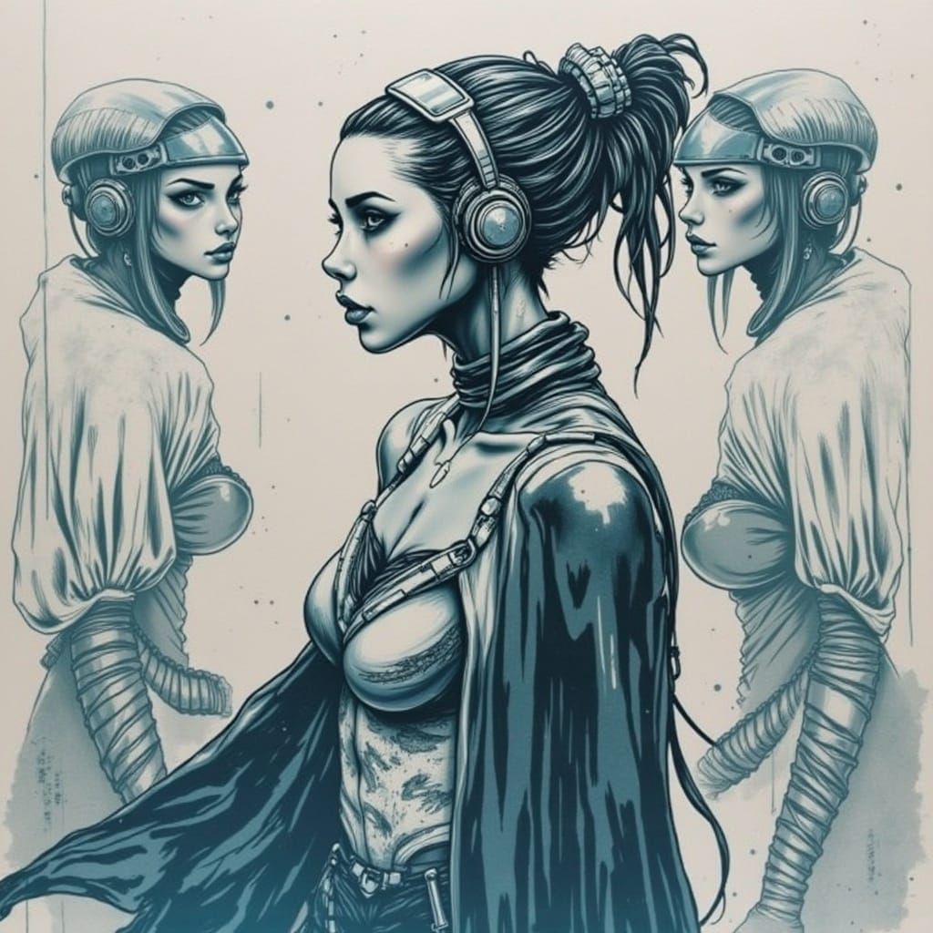 Futuristic Cyborg Woman with Cybernetic Enhancements