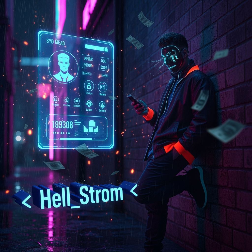 Cyberpunk Alley Portrait with Neon Hologram