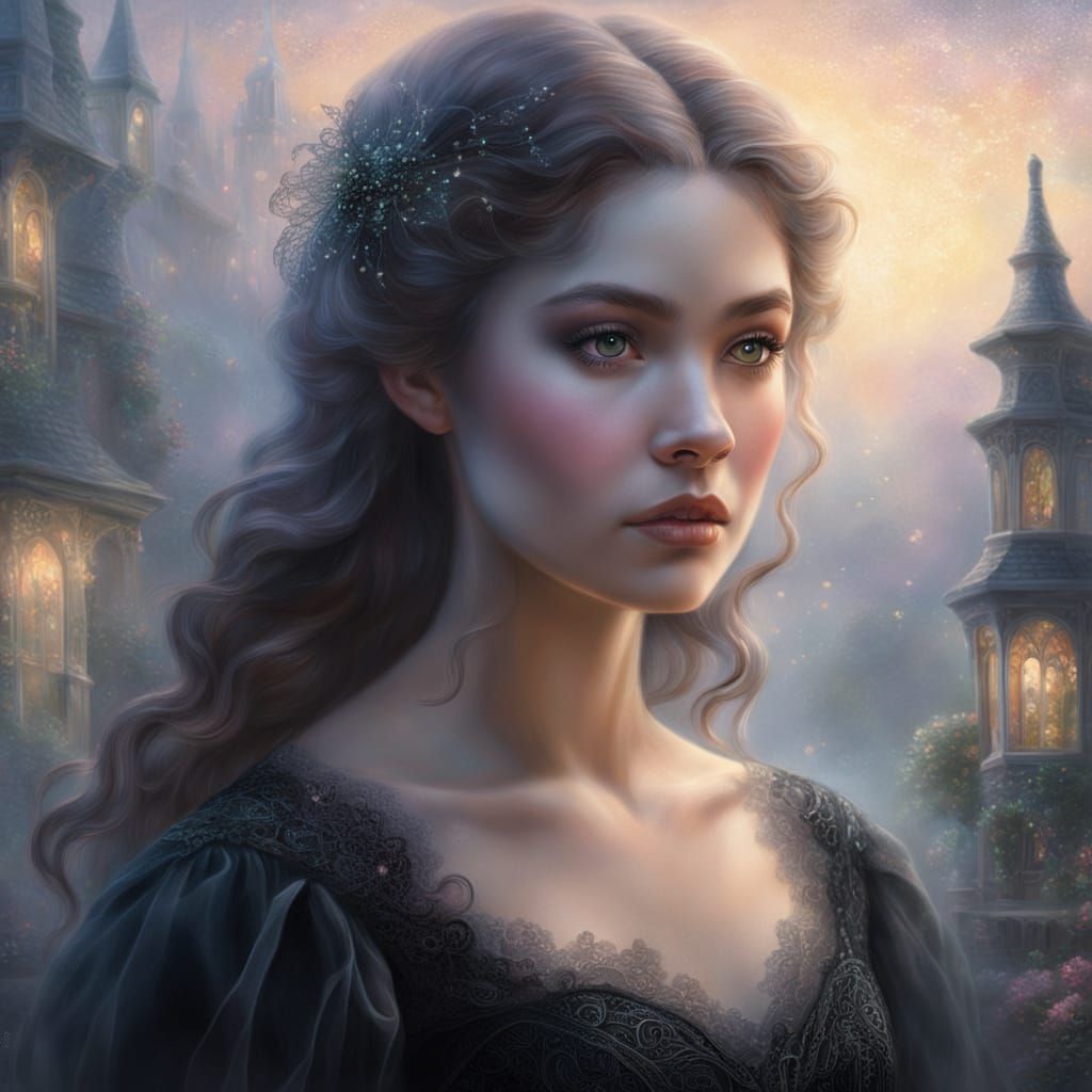 Ethereal Fantasy: Girl Learns Magic in Dreamlike Setting
