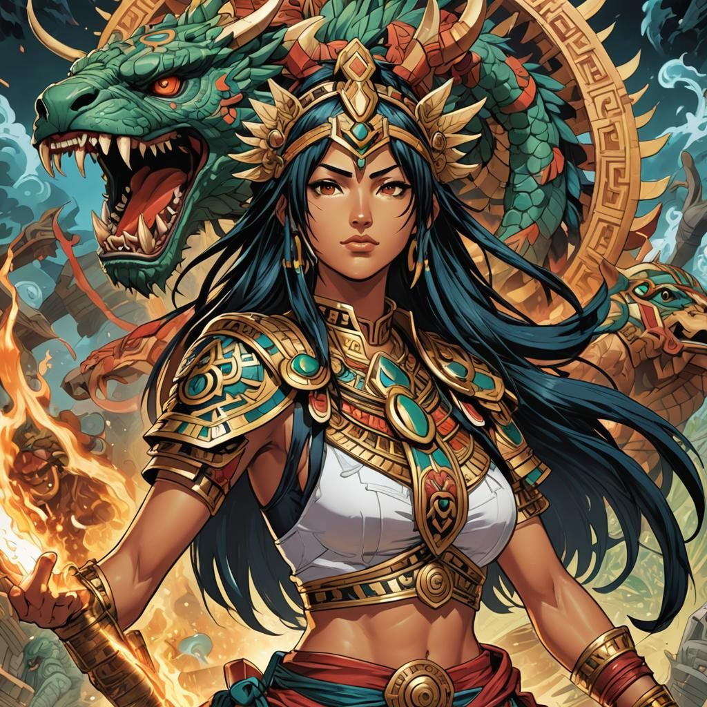 Aztec Goddess Maya: Anime Comic Book Art