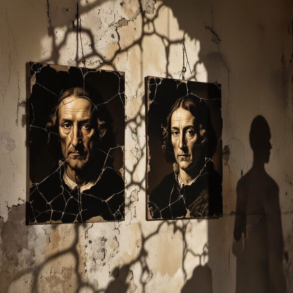 Haunting Ancient Portraits With Eerie Shadows