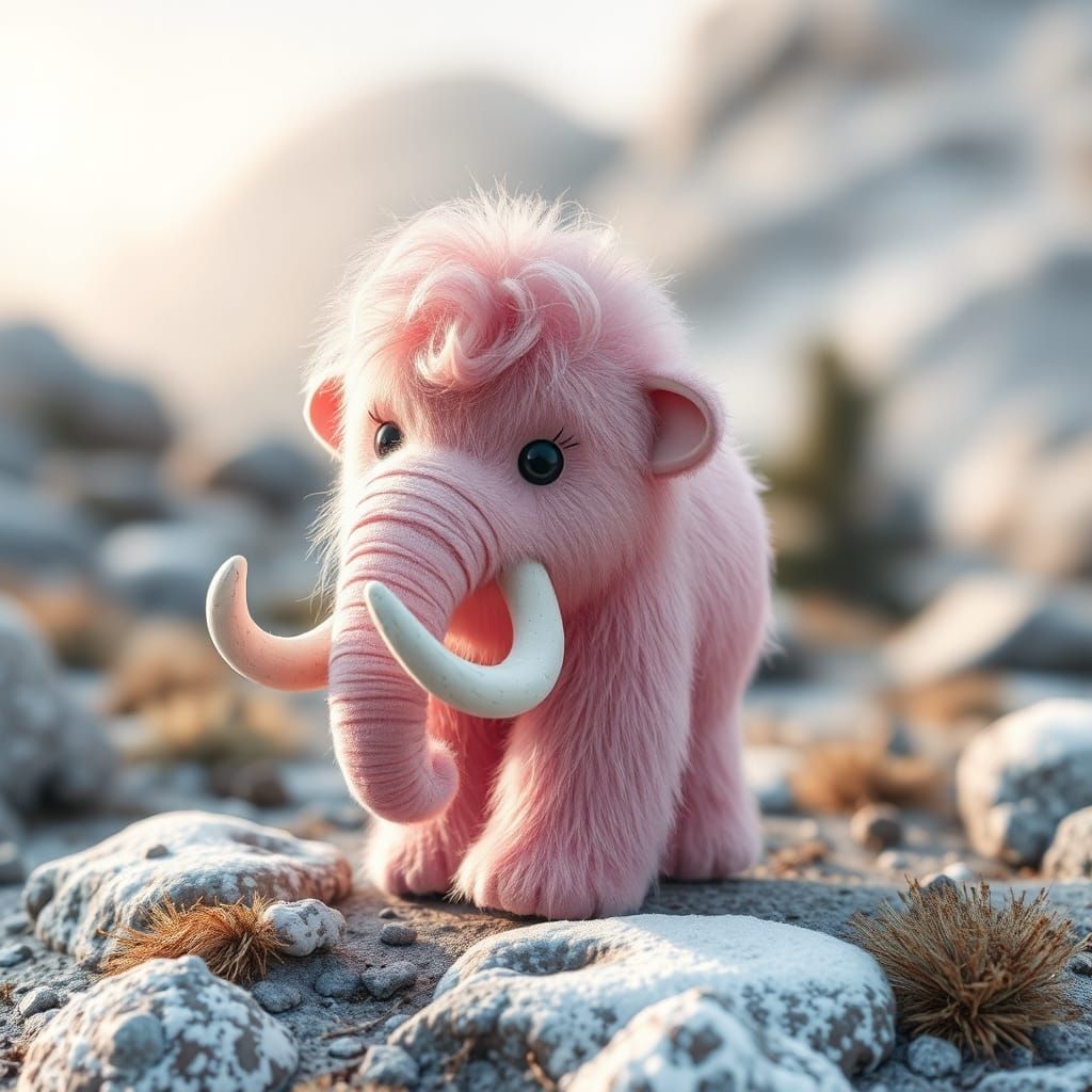 Cute Fluffy Pink Mammoth
