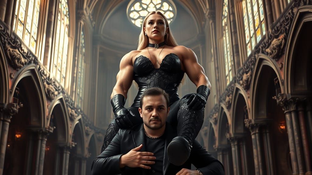 Gothic Goddess of Strength in a Baroque Cathedral