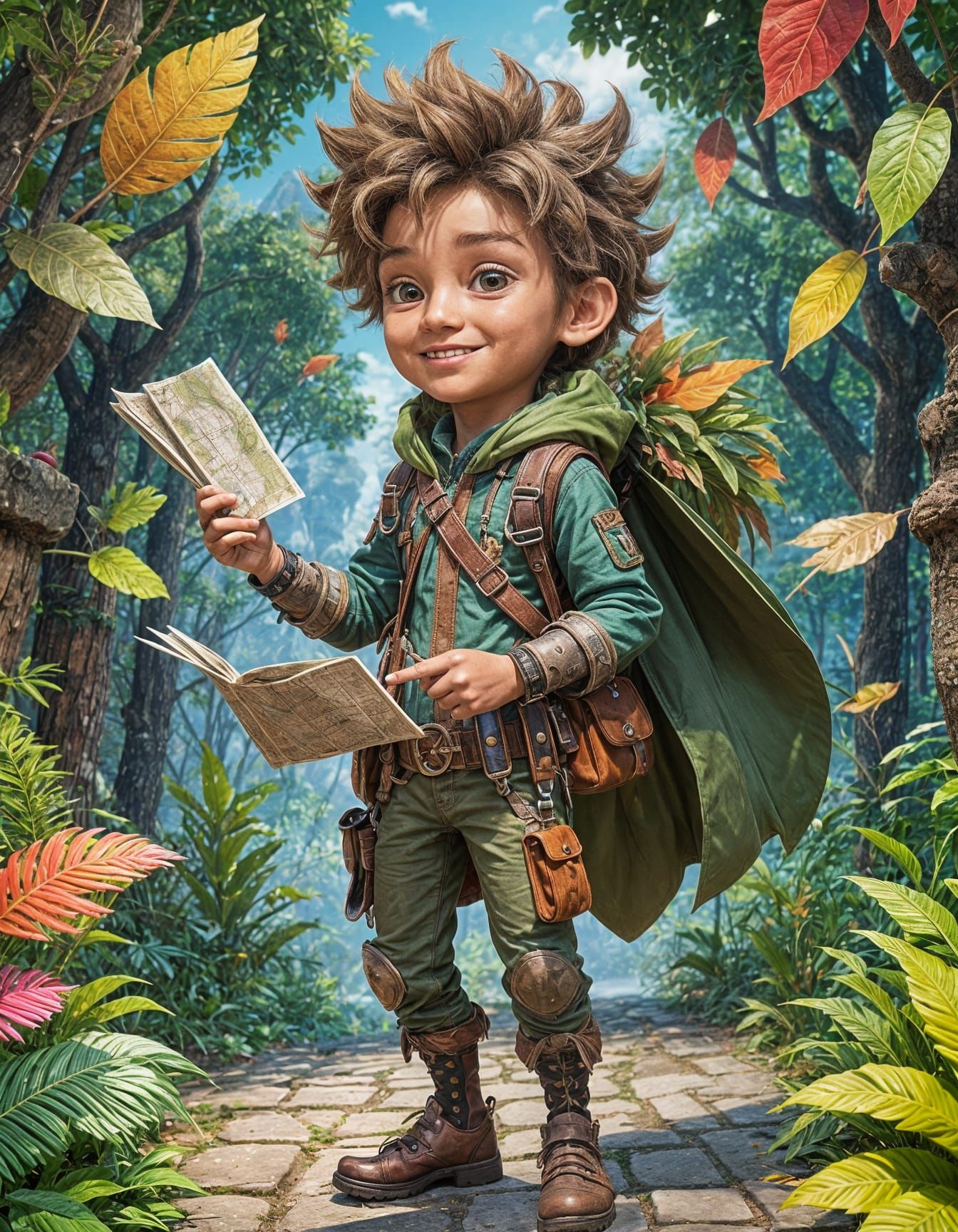 Cartoon Explorer Ready for Adventure in 3D