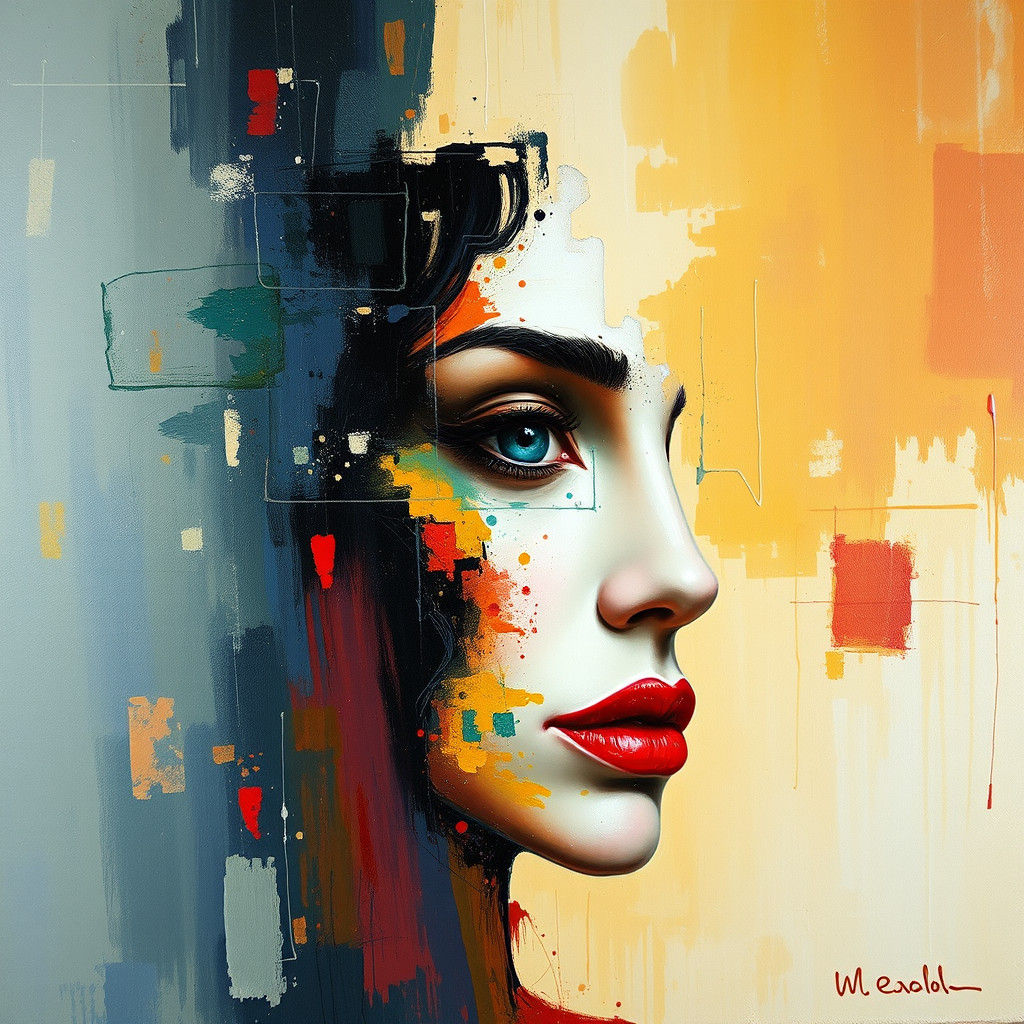 Romantic Abstract Oil Painting in Complementary Colors