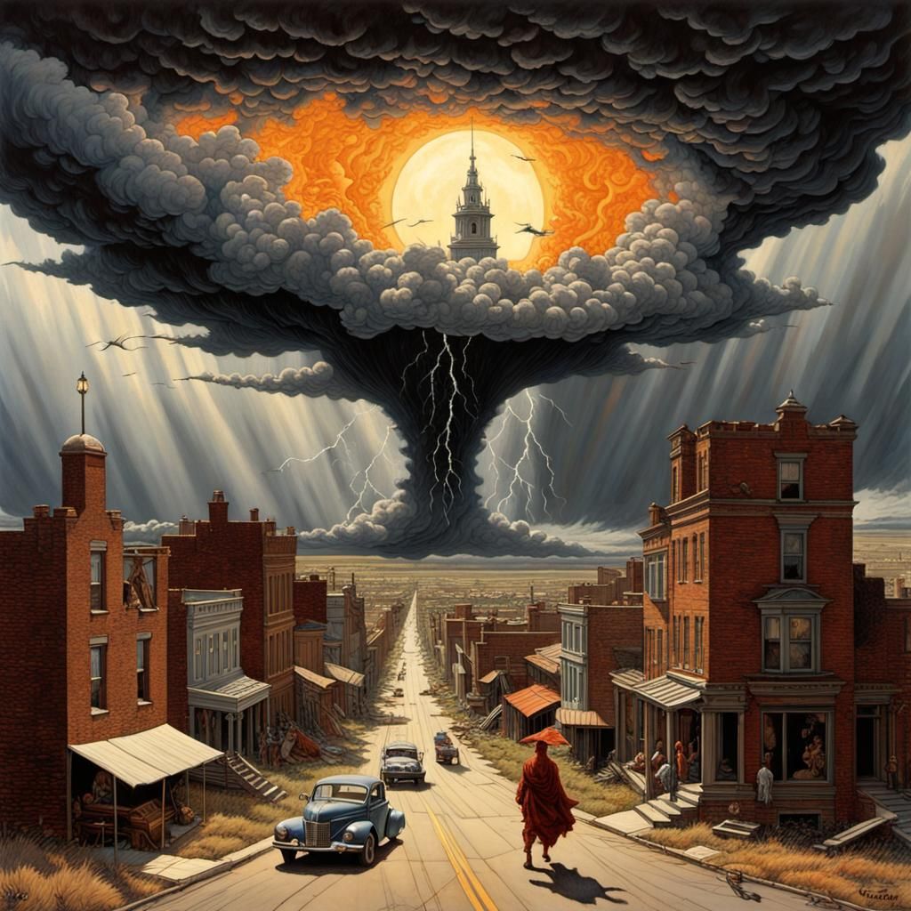 Epic Battle in Apocalyptic Fantasy Landscape