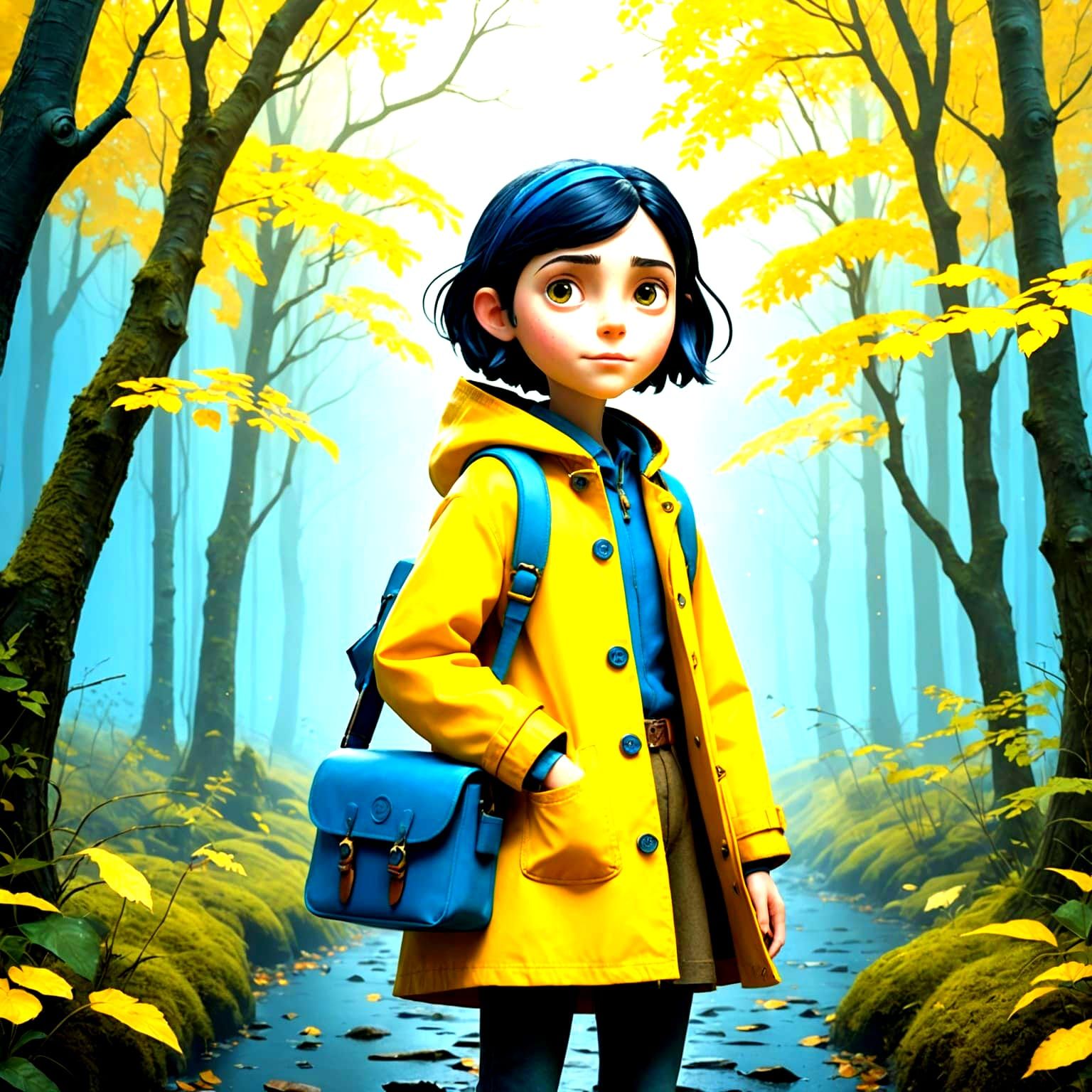 Coraline in a Magical Forest: Detailed Matte Painting
