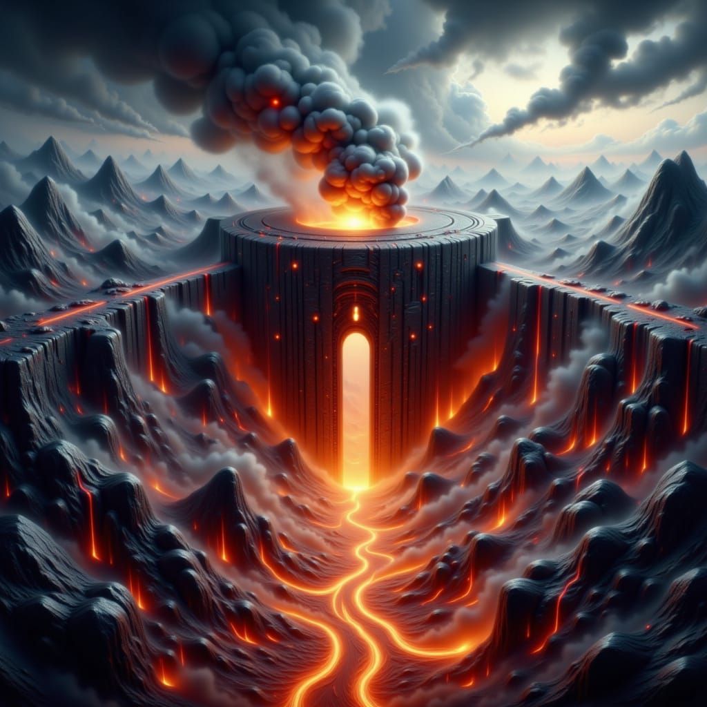 Volcanic Island Supervillain Fortress Concept Art