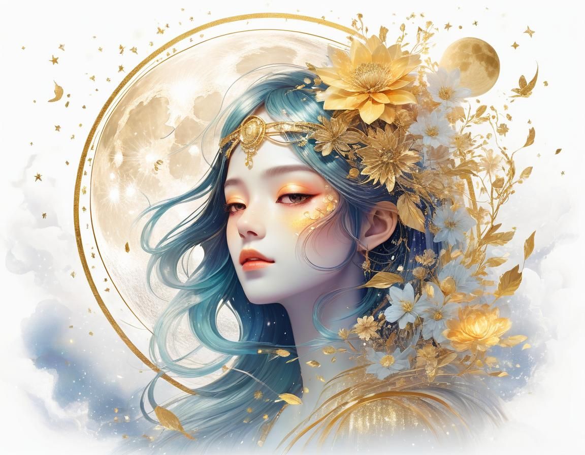 Ethereal Storyteller in Surreal Abstract Art Deco Style