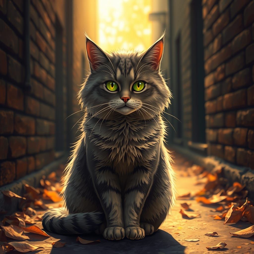Regal Alley Cat in Golden Light