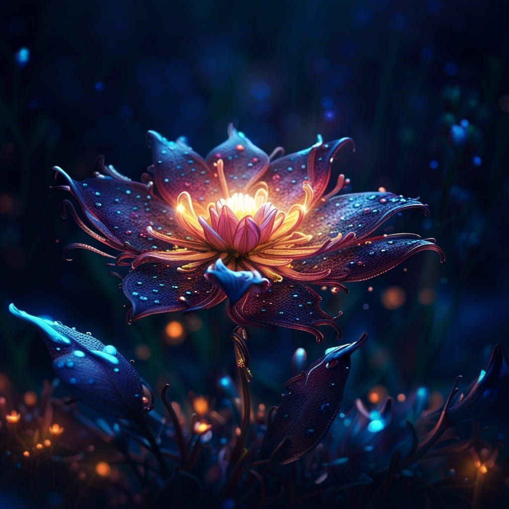 Luminous Flower in Dreamlike Digital Art
