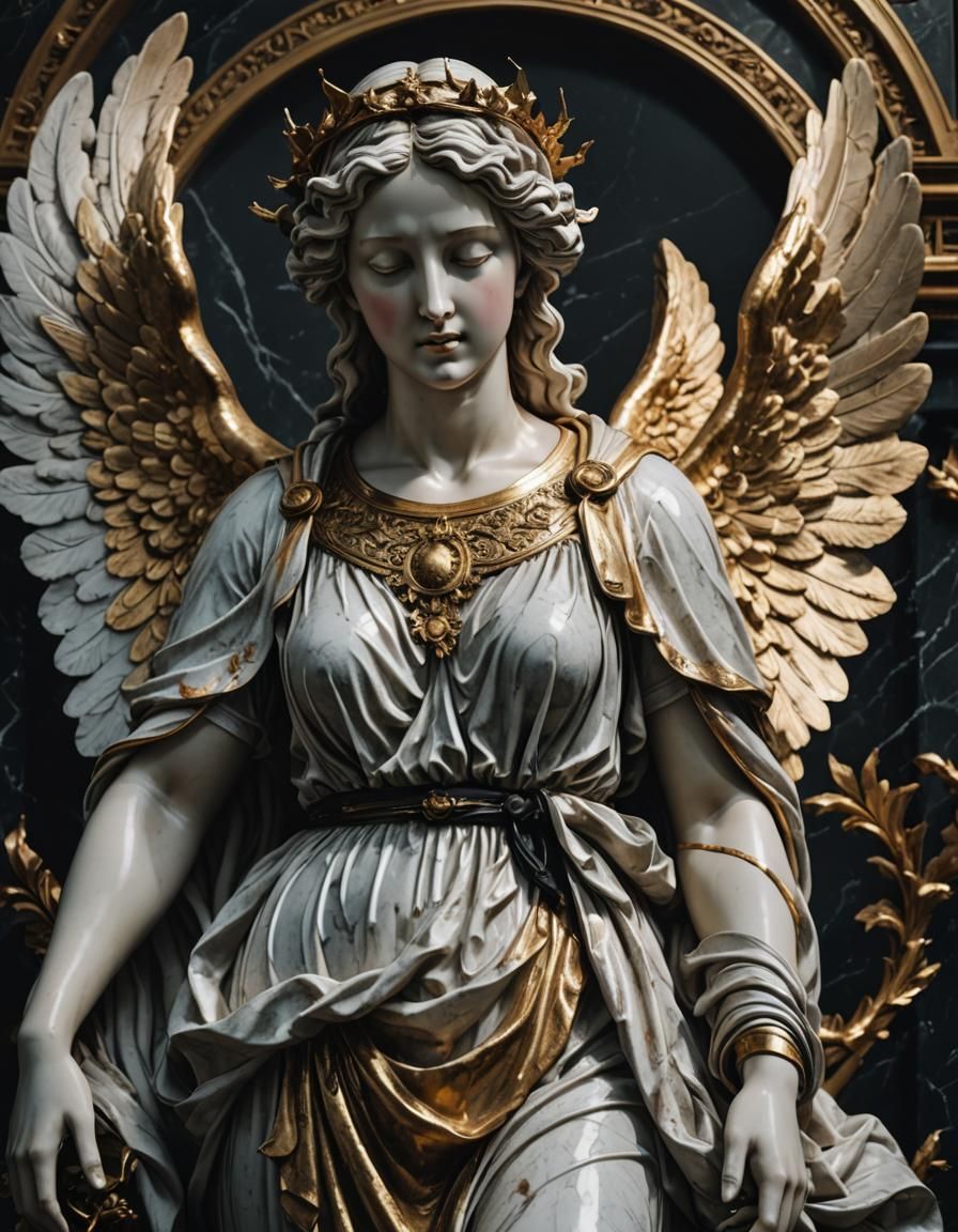 Angelic Woman Statue in Hyperrealistic Style