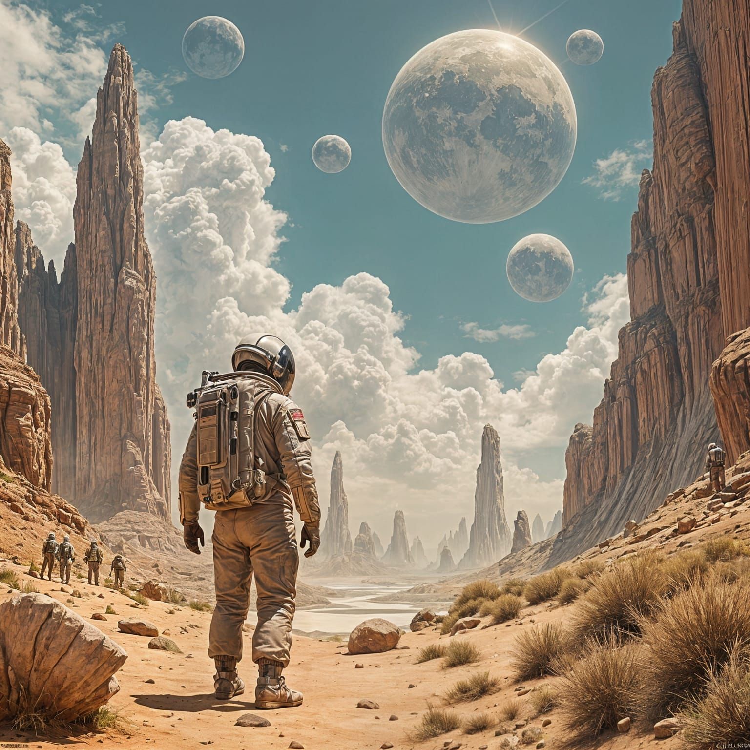 Astronaut on Alien Planet in Sci-Fi Concept Art