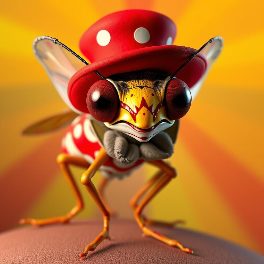 Flea Clown in Circus Outfit, 3D Digital Art