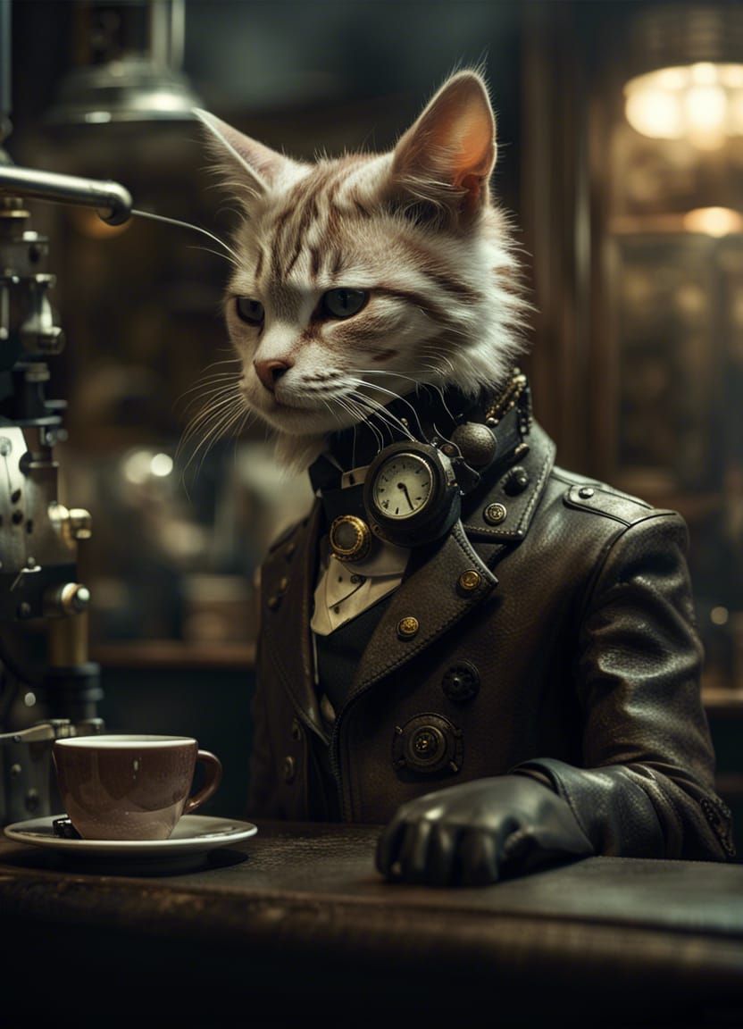 Steampunk Coffee Cat