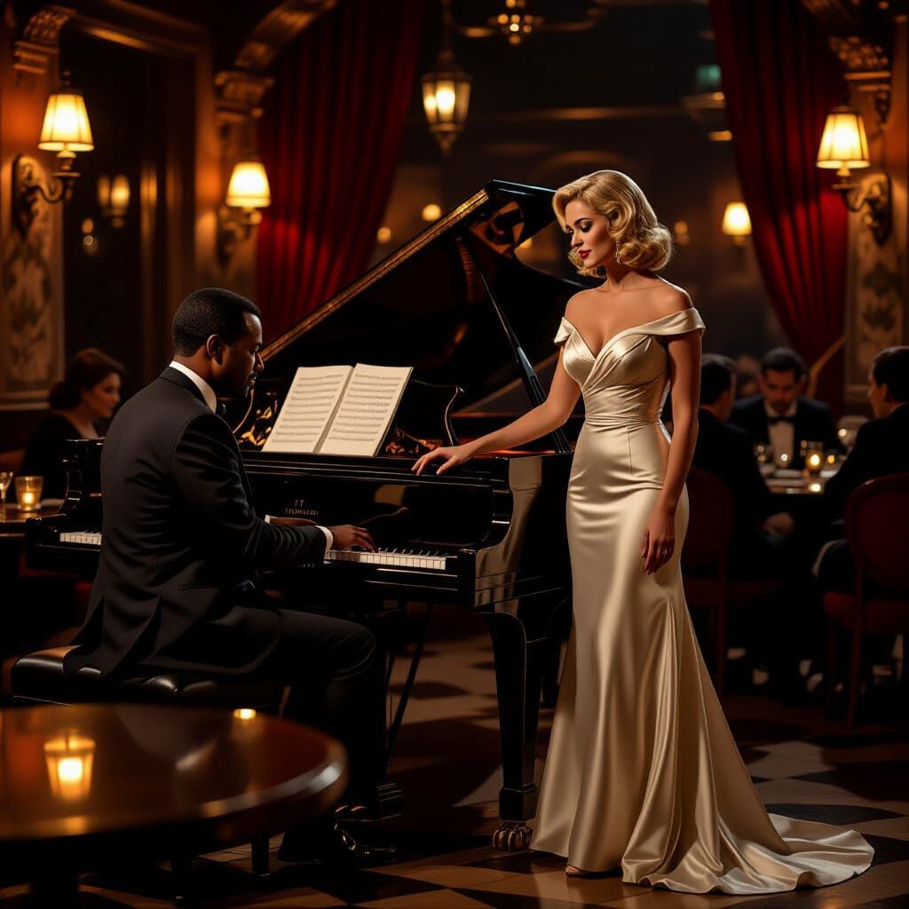 1940s Moroccan Jazz Cafe Scene in Cinematic Style