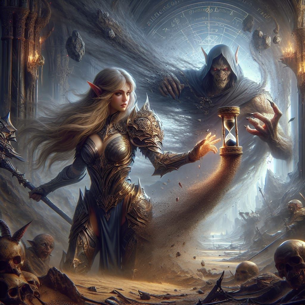 Elven Heroine vs Orc Wizard in Time-Dissolving Battle