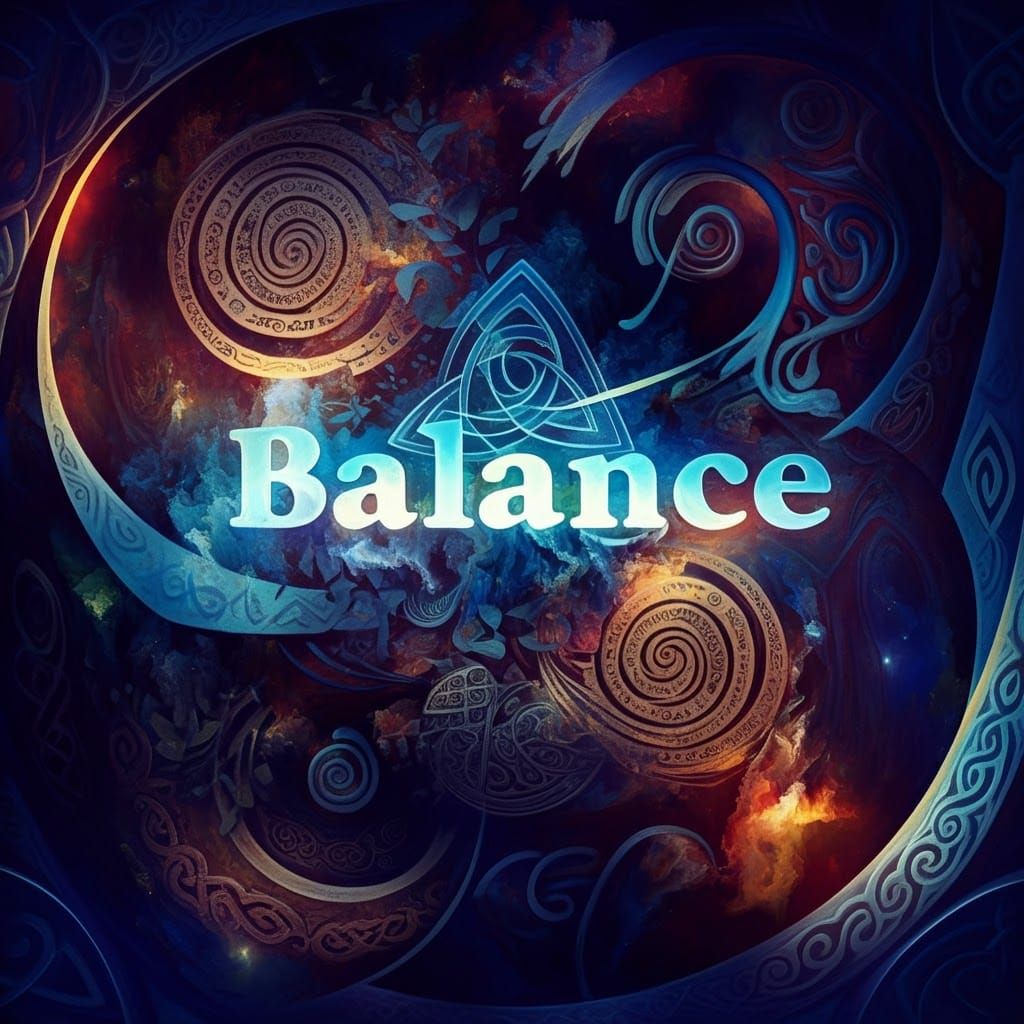 Surreal Word Balance in Dreamy Celtic Landscape