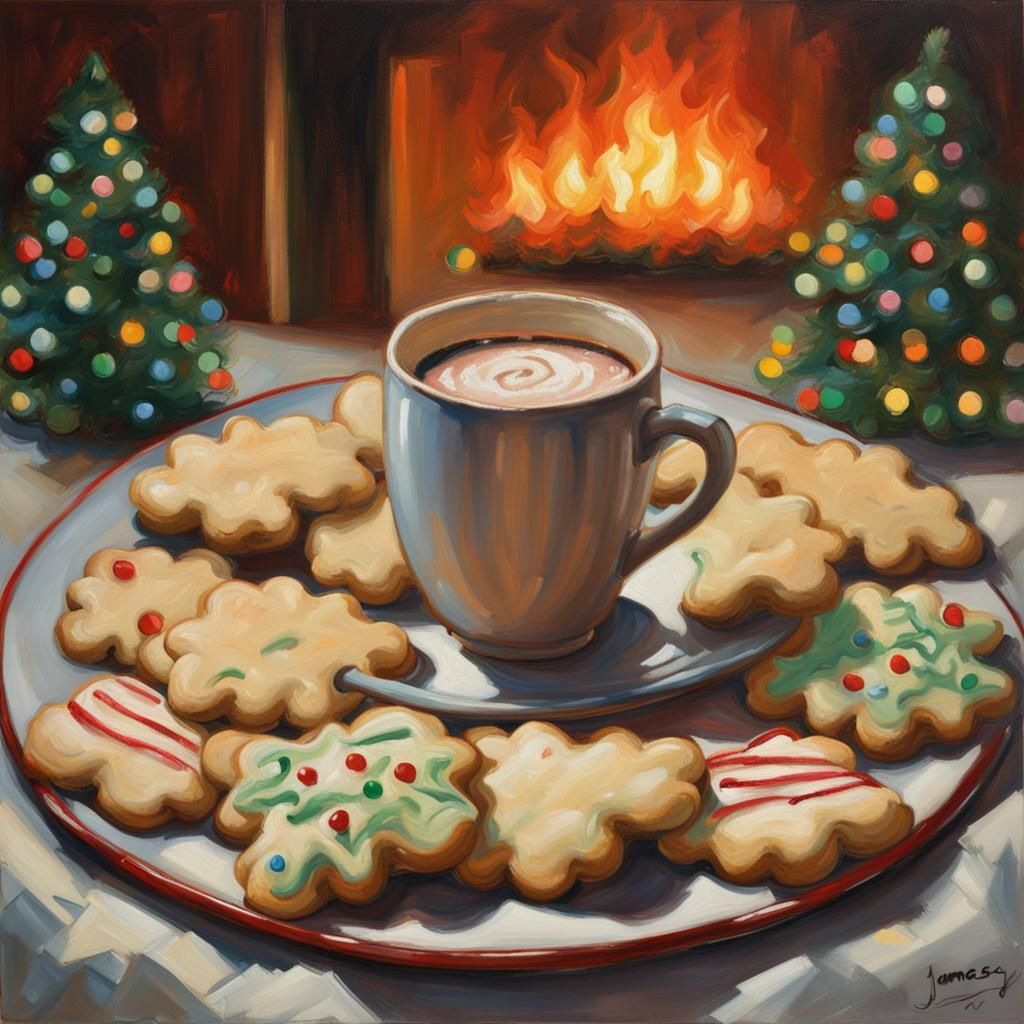 Christmas Cookies and Cocoa by Christmas Tree