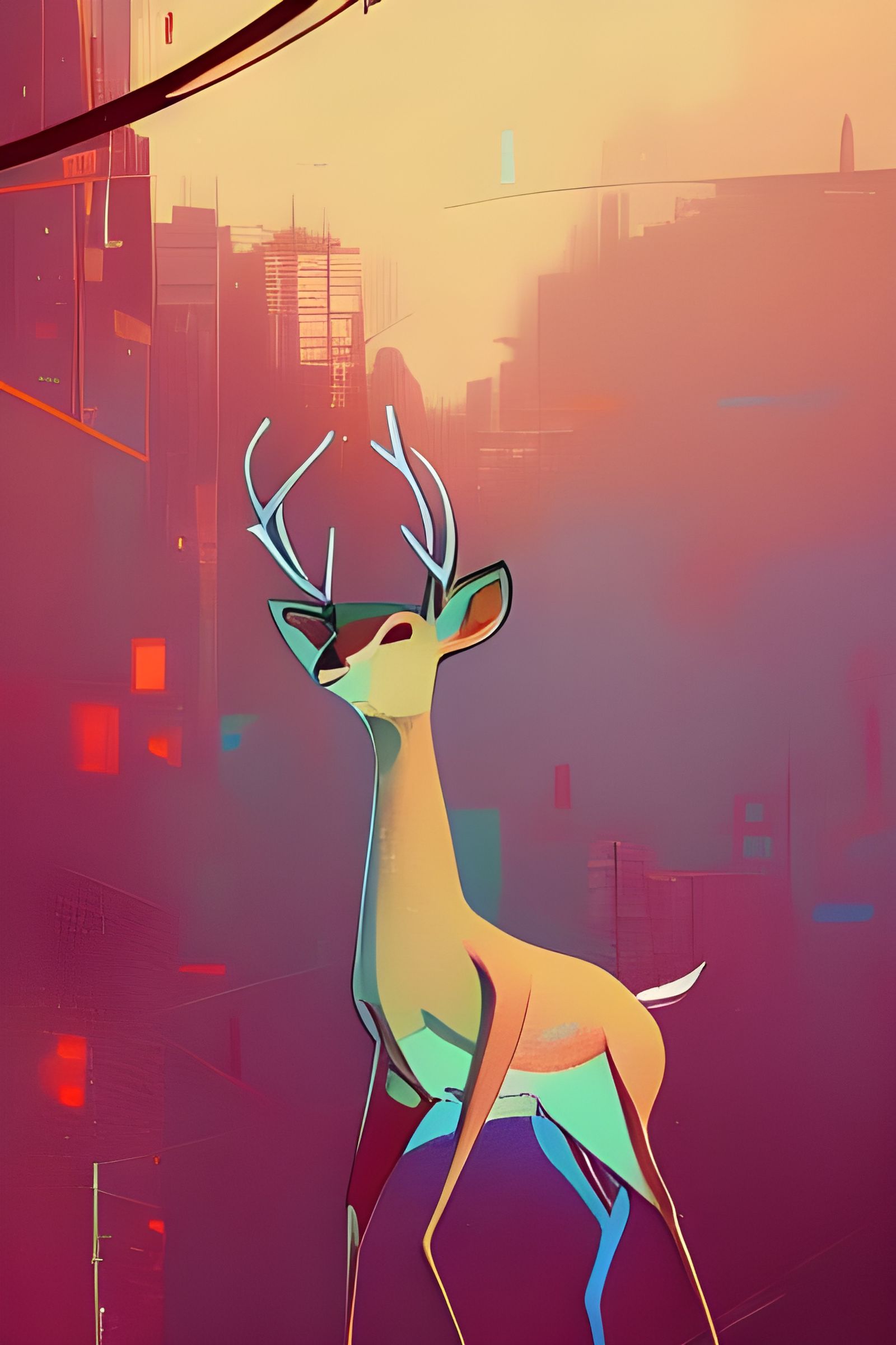 Anthropomorphic Deer in Business Suit as Digital Illustratio...