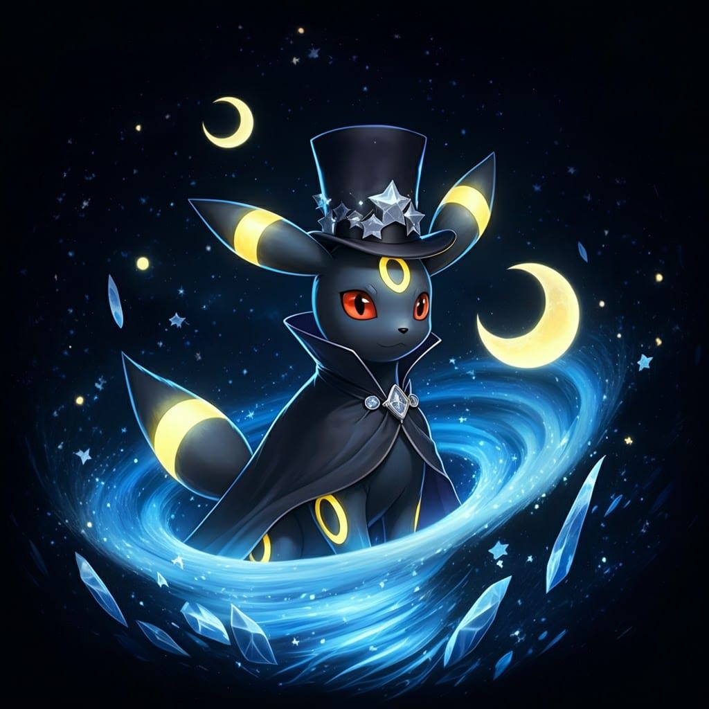 Umbreon in Starry Night, Anime Concept Art