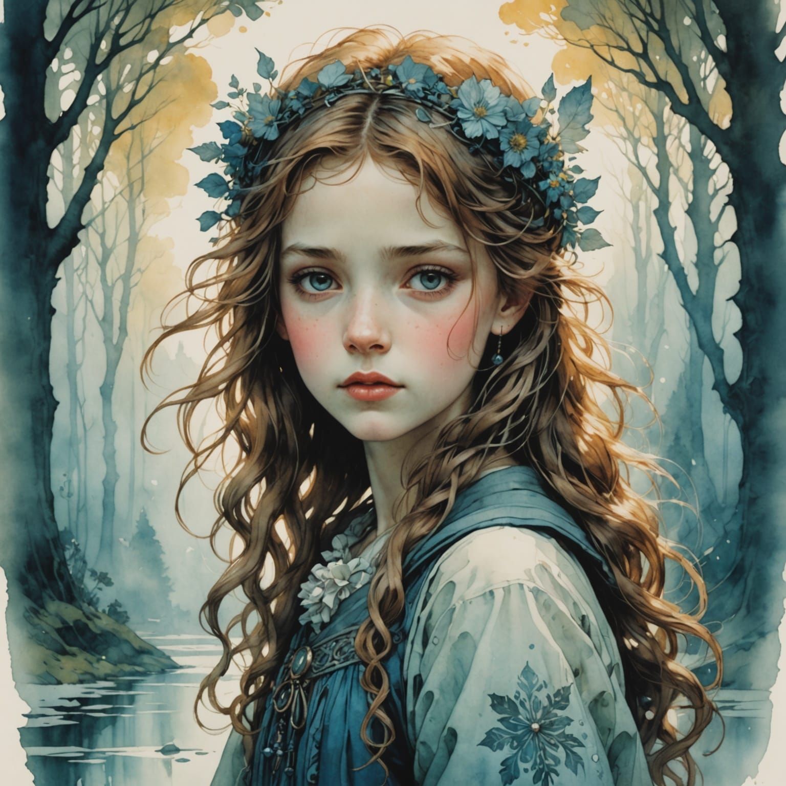 Innocent Portrait in a Solarpunk Landscape