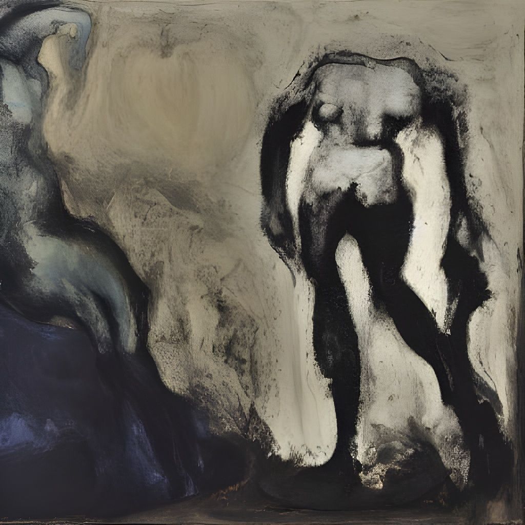 Simplified Monochrome Female Form in Abstract Impressionist ...