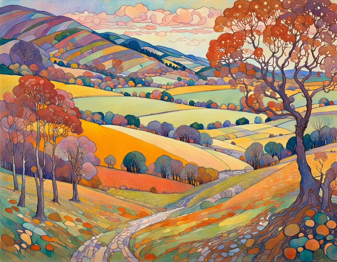 Autumn Landscape in Impasto Watercolour Style