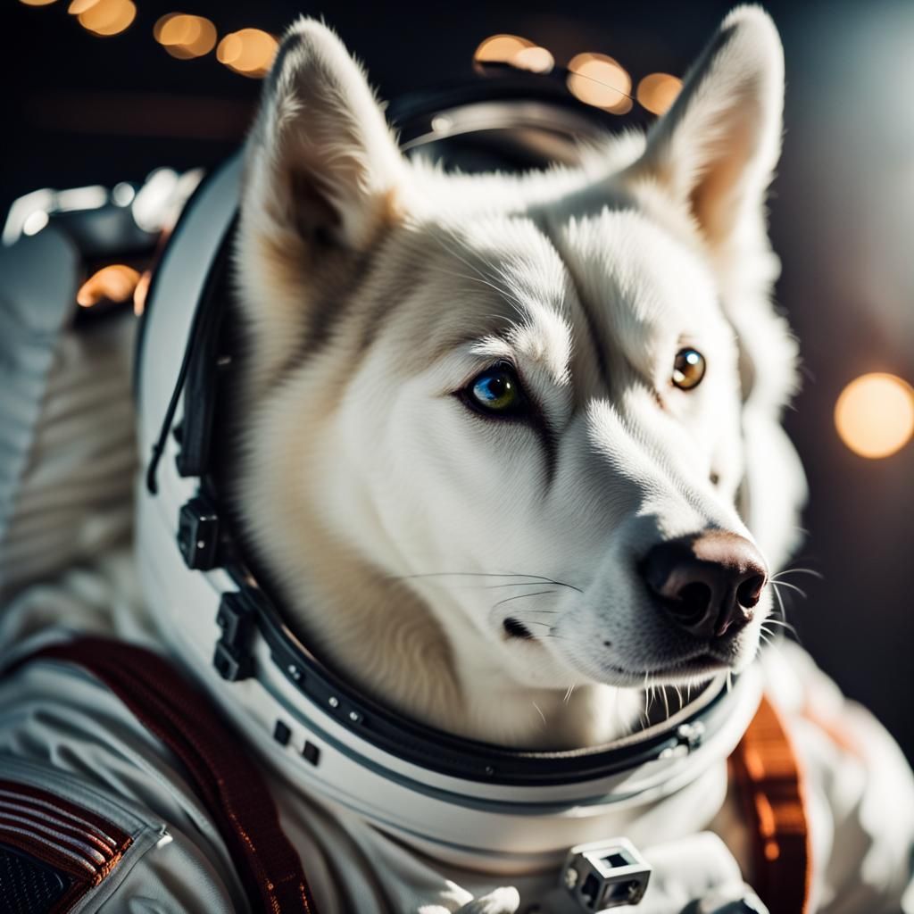 Husky Astronaut in Professional Photography Style