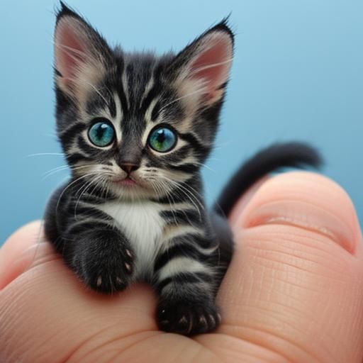 Adorable Miniature Kitten: Photorealistic Rendering