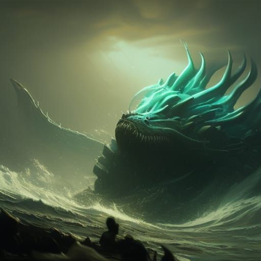 Hyperdetailed Sea Monster in Dark Fantasy Art