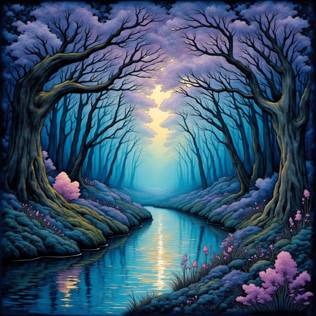 Ethereal Dreamscape in Zentangle Style